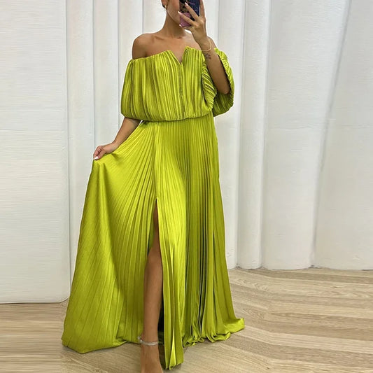Vestido largo plisado Maglem