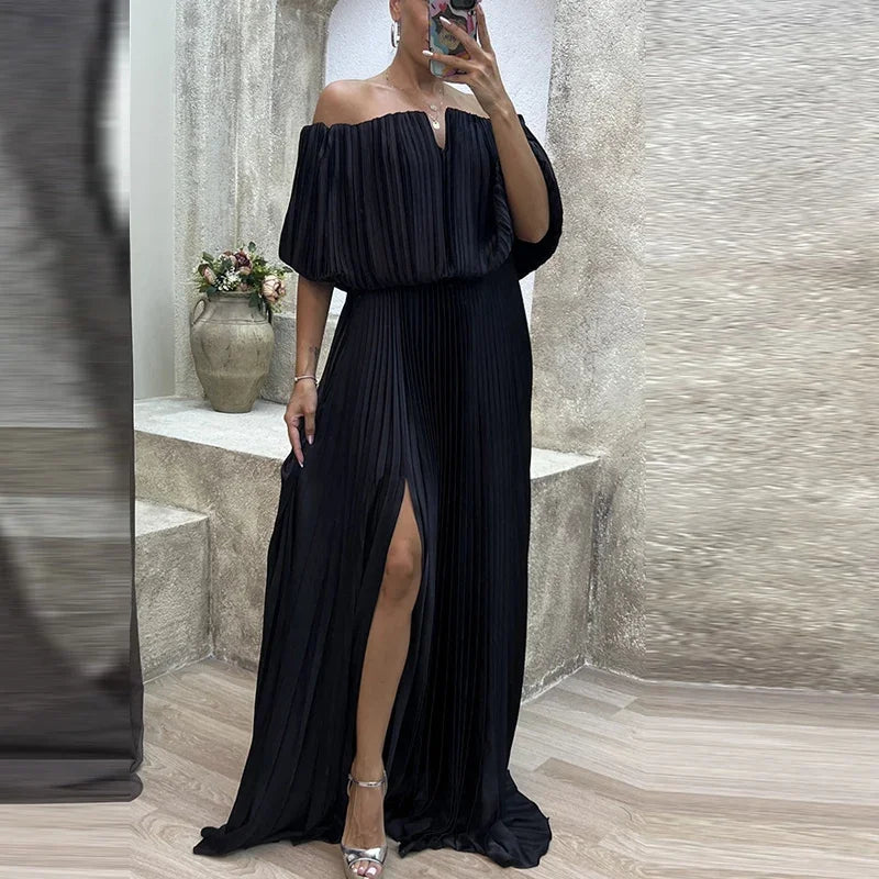 Vestido largo plisado Maglem