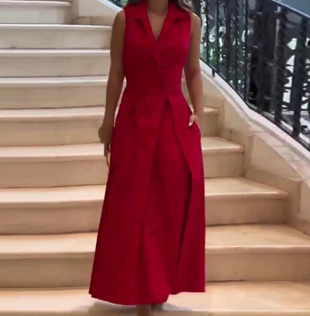 Vestido largo sin mangas Rojo